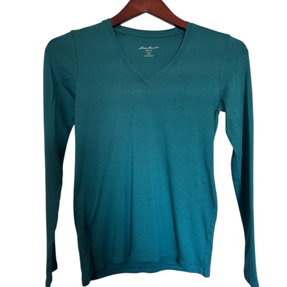 Eddie Bauer Tops - Eddie Bauer Teal Long Sleeve V-Neck Tee